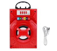 Portable Bluetooth Subwoofer Haut-Parleur Extérieur En Bois Boite U Disque Carré Danse Microphone Audio Lecteur De Musique, Rouge, sans Microphone