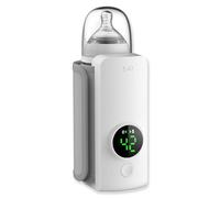 Portable Bottle Warmer for Travel,Travel Bottle Warmer,Portable Milk Warmer for Baby,Bottle Warmers On the Go,with Battery-Powered Temperature Display (White)