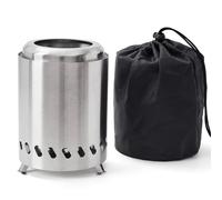 Portable Brasero de Table avec Support, avec 6 Fourchettes Télescopiques pour Grillades, Brasero de Table INOX Compact Extérieur, Faible Fumée, Fonctionne aux Granulés Bois(Silver)