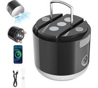 Portable Camping Lamp Ipx5 Waterproof Rechargeable Adjustable Tent Lamp 3 Lighting Modes With Fan,Spray,Sos,20+ Hours Battery Life For Camping,Hiking,