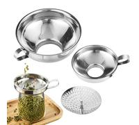 Portable Canning Funnel, Stainless Steel Canning Tool, 5 Inches Wide Mouth Funnel with Strainer, Heavy Duty Rust Resistant Kitchen Accessory with Easy Grip, Food Cooking Baking Sauce Oil Jam Sugar