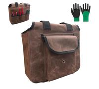 Portable Canvas Garden Tool Bag,Reinforced Carry Handle Multi Pockets Tote for Landscapers Gardeners Gardening Outdoor (Brown)