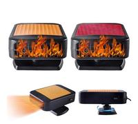 Portable Car Heater & Defroster for Car, 2-In-1 Portable Car Heater With 360° Rotation - Rapid Defrosting with Cigarette Lighter Power for All 12V Vehicles, Trucks, RV (Orange+Red)