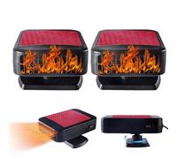 Portable Car Heater & Defroster for Car, 2-In-1 Portable Car Heater With 360° Rotation - Rapid Defrosting with Cigarette Lighter Power for All 12V Vehicles, Trucks, RV (Red+Red)