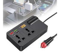 Portable Car Inverter 12V/24V to 220V with Digital Display, Smart Vehicle Power Converter for Car Truck Road Trip, Fast Charging USB Ports and Cigarette Lighter Socket (1 Pc)