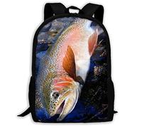 Portable Cartable Scolaire Poisson-Bar Daypack Imprimé Sac À Dos D'École pour Gym, Voyage, Trekking, 42X32X14Cm