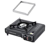 Portable Cassette Stove With Windproof Ring - Single Stove, High Performance Precise Heat Control Outdoor Cooking Camp Burner, Multi-Stage Adjustable Outdoor Cookware Heater Burner For Camping