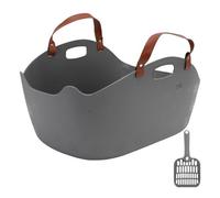 Portable Cat Litter Box with Handle | for Travel/Car/Outdoor (Gray)