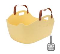 Portable Cat Litter Box with Handle | for Travel/Car/Outdoor (Yellow)
