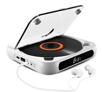 Portable CD Player,Personal CD Player with Bluetooth,Rechargeable Small CD Player Headphones,Built-in HiFi Speakers,LCD Screen,for Home,Office,Travel Multi-Room Use (White)