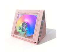 Portable CD Players for Home, Rechargeable CD Player, 2 * 5W HiFi Speakers, Suppor Bluetooth 5.3/USB/AUX, Desktop CD Player with Colorful Lights, RGB Coloured Lights, for Home/Office(Pink)