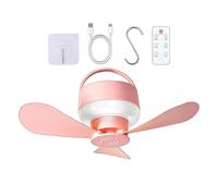 Portable Ceiling Fan - Rechargeable Lighting With Remote Control | 3 Brightness 5 Speeds Canopy Hanging Chandelier | Quiet Cordless USB Battery Operated Cooler For Home Bedroom Dorm Garage Patio