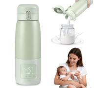 Portable Chauffe Biberon Nomade, Chauffe Biberon Sans Fil 500ml, Chauffe-plats pour pour Formule ou Lait Maternel pour Voyages Extérieur, Chauffage Rapide, Température Réglable de 37°C à 55°C (Vert)