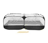 Portable Chicken Run Coop | Foldable Outdoor Pet Fence for Hens/Ducks/Rabbits | Transparent Net Cover with Zipper Door | Easy Setup & Carry (Noire)