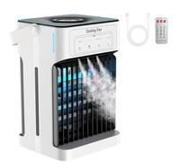 Portable Climatiseur Mobile, 1100ML Rafraichisseur d'air avec 3 Vitesses d'air & 3 Brumes de Refroidissement, 2-8H Timer & 7 LED,USB Clim Mobile pour Chambres,Appartements et Bureaux(10W)