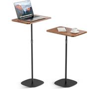 Portable Computer Stand, Bedside Table/Sofa Stand with Adjustable Height from 18.5"" to 48"", Stylish Wooden Desk, Detachable Mobile Podium for Home, Office, School, Walnut