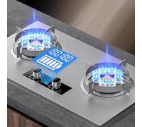 Portable Cuisiniere Gaz - Poele A Gaz 8,5 KW, Cuisinières À Gaz Doubles Table Et Encastrées, Cuisinière À Gaz Bilatérale Intelligente À Synchronisation Indépendante 180 Minutes(NG)