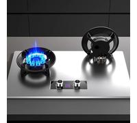 Portable Cuisiniere Gaz - Poele A Gaz Doubles 5,2 KW, Cuisinières À Gaz À Allumage par Impulsion De Table Et Encastrées, Cuisinière À Gaz avec Protection Contre Les Flammes par Thermocouple(LPG)