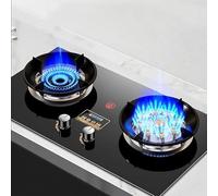 Portable Cuisiniere Gaz - Verre Trempé Cuisiniere, Cuisinières À Gaz Doubles Table Et Encastrées Avec Minuterie Intelligente, Cuisinière À Gaz Deux Types Protection Sécurité(NG(Left 4.2kw/Right 5.0kw)