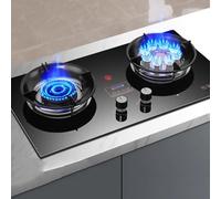 Portable Cuisiniere Gaz - Verre Trempé Cuisiniere, Cuisinières À Gaz Table Et Encastrées Avec Minuterie Indépendante Intelligente Bilatérale Et Protection Contre L'extinction Des Flammes(LPG(Left 4.5k