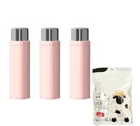 Portable Dental Floss Case, Automatic Floss Pick Dispenser, 3-Pack ABS Refillable Case for Travel, Dates & On-the-Go Oral Care (Pink,3 x Floss Boxes+1x dental floss)