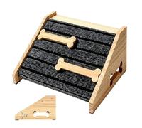 Portable Dog Ramp, Wooden Pet Stair, Non Slip Steps with Felt Padding, Indoor Climber, Sofa Access Ladder with Stable Design, Bedroom Support Ramp for Couch Entryways