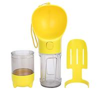 Portable Dog Water Bottle 300ml | Leak - Proof Travel Cup for Dogs/Cats | One - Touch Button with Silicone Closure | Includes Waste Bag & Scoop | Ergonomic Pet Drinking Feeder (Yellow)