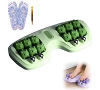Portable Double Foot Massage Roller, Three Massage Techniques for Relieve Pain From Plantar Fasciitis, Portable Feet Massager Tool for Home Office Use, Stress Relief and Improved Circulation (Green)