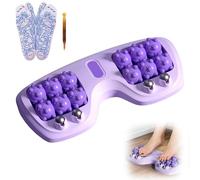 Portable Double Foot Massage Roller, Three Massage Techniques for Relieve Pain From Plantar Fasciitis, Portable Feet Massager Tool for Home Office Use, Stress Relief and Improved Circulation (Purple)