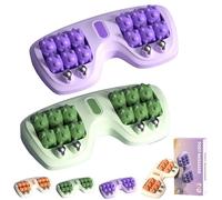 Portable Double Foot Massage Roller, Three Massage Techniques, Tight Muscles & Sore Feet, Dual Foots Acupressure Tools (Purple+Green,2 Pcs)