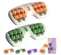 Portable Double Foot Massage Roller, Three Massage Techniques, Tight Muscles & Sore Feet, Dual Foots Acupressure Tools (Green+Orange,2 Pcs)