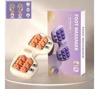 Portable Dual Foot Massage Roller, Dual Foot Acupressure Therapy for Pain Relief, Stress Relief and Improved Circulation, Portable Reflexology Tool for Home and Office Use (Orange)