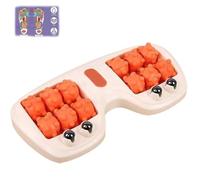 Portable Dual Foot Massage Roller, Dual Foots Acupressure Tools, Four-row roller foot massager, Stress Relief and Improved Circulation, for Home Office (Orange)