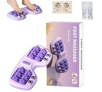 Portable Dual Foot Massage Roller, Plantar Fasciitis Massage Roller, 4-Row Magnetic Foot Tool, Deep Tissue Muscle,for Home and Office Use (Purple)