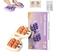 Portable Dual Foot Massage Roller, Plantar Fasciitis Massage Roller, 4-Row Magnetic Foot Tool, Deep Tissue Muscle,for Home and Office Use (Orange)