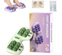 Portable Dual Foot Massage Roller, Plantar Fasciitis Massage Roller, 4-Row Magnetic Foot Tool, Deep Tissue Muscle,for Home and Office Use (Green)