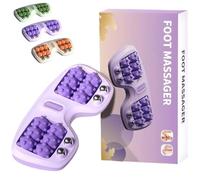 Portable Dual Foot Massage Roller, Plantar Fasciitis Rollers Improved Circulation, Portable Reflexology Tool, Deep Tissue Muscle Massage Tools for Home & Office (Purple)