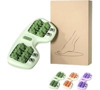 Portable Dual Foot Massage Roller, Rouleau de massage portable pour les deux pieds, Masseur d'expression de pieds avec 14 billes roulantes, Masseur Pieds Double Cadeau pour femmes et hommes (Vert)