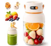 Portable Electric Juicer Cup,2026 Upgrade Portable Wireless Juicer Cup, 2-in-1 Dual Lid Design, Smart Digital Display, USB Charging, for Home, Travel (1000ML)