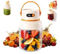 Portable Electric Juicer Cup with Zero Cord Hassle, Wireless Personal Juicer Cup USB Rechargeable Blender, 2-In-1 Dual Lid Design for Shakes and Smoothies, for Gym, Office, Travel (1200ml)