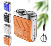 Portable Electric Shaver Travel Size, Double Floating Blade Shaver Head,Mini Portable Beard Shavers, Suitcase Design, USB Rechargeable for Home Travel (Jaune)