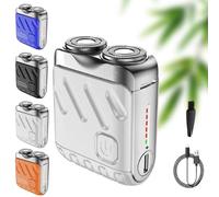 Portable Electric Shaver Travel Size, Double Floating Blade Shaver Head,Mini Portable Beard Shavers, Suitcase Design, USB Rechargeable for Home Travel (Blanc)