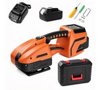 Portable Electric Strapping Machine for 10-16mm PP PET Strap(Orange) | Automatic Strapping Tool with 4000 mAh Rechargeable Lithium Battery LED Screen and Toolkit for Packaging Box Carton