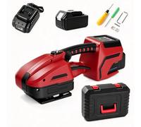 Portable Electric Strapping Machine for 10-16mm PP PET Strap(Red) | Automatic Strapping Tool with 4000 mAh Rechargeable Lithium Battery LED Screen and Toolkit for Packaging Box Carton