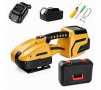 Portable Electric Strapping Machine for 10-16mm PP PET Strap(Yellow) | Automatic Strapping Tool with 4000 mAh Rechargeable Lithium Battery LED Screen and Toolkit for Packaging Box Carton