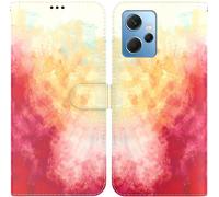 Portable En Cuir À L'épreuve Des Chutes Coque Pour Redmi Note 12 4g,Étui Portefeuille Flip Colorful Painting Avec Support Fentes Pour Cartescourroie De Poignet Multifonctionnel,Pattern 04