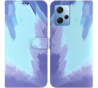 Portable En Cuir À L'épreuve Des Chutes Coque Pour Redmi Note 12 4g,Étui Portefeuille Flip Colorful Painting Avec Support Fentes Pour Cartescourroie De Poignet Multifonctionnel,Pattern 01