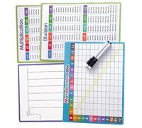 Portable et 4 tableaux d'apprentissage multiplications et divisions, effaçables, réutilisables pour les élèves exercices de mathématiques avec table d'exercice, outil d'apprentissage des mathématiques