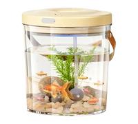 Portable Fish Tank - Rechargeable Clear Mini Aquarium, Quiet Oxygen Circulation System, Built-in Soft LED Light for Travel Fishing Kids Learning Reptile Observation Indoor Outdoor, Pet Habitat