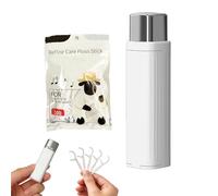Portable Floss Dispenser with 100 Pcs Dental Floss, Flosses Pick Box, Automatic Dental Flosspick Case, Upgrade Automatic Flossdispenser for Home, Travel & Dating (White)